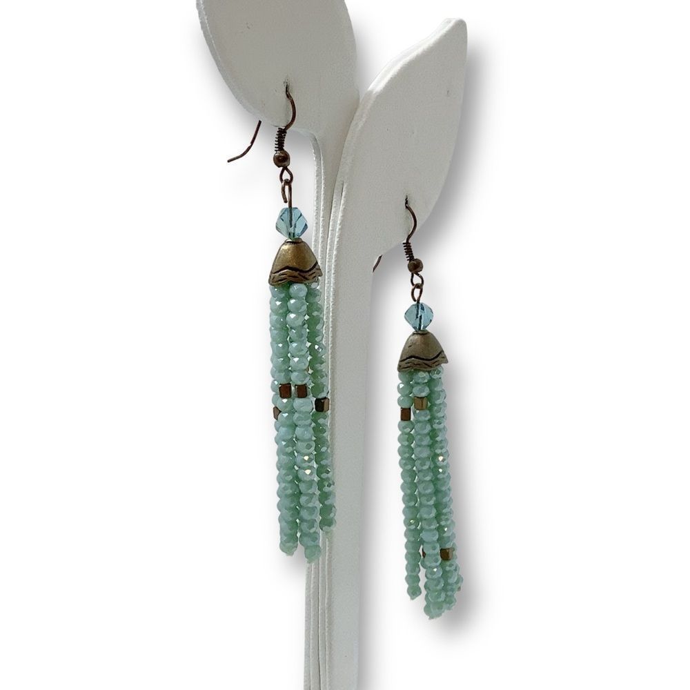 Boho Bohemian Beaded Tassel Drop Hook Retro Earri… - image 4